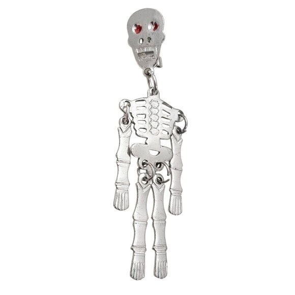 Silver Tone Articulated Vintage Aluminum Skeleton Pin - Picture 1 of 5